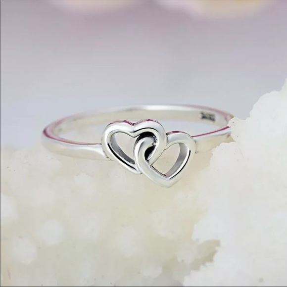 PANDORA DOUBLE LOVE RING WITH BOX - Picture 1 of 3